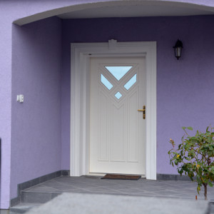 ADLO - Sicherheitst�r Teduo, verglast atyp, Thermo f�r den Au�enbereich, Dreifach-Panzerglas, Glasoberfl�che Stopsol blau