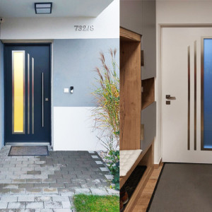 ADLO - Thermo-Au�enraumt�r, zweif�big, verglast, T�rgriff vertikal abgerundet, Abmessung