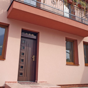 ADLO - Thermo-Au�enraumt�r TEJEN, T�roberfl�che RAL G773, verglast PS552, Oberlichte