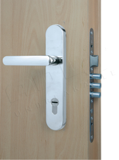 Sicherheitsbeschlag Rostex T807, Rund, Chrom Edelstahl, Griff - Griff