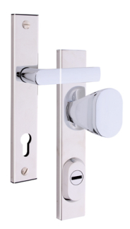 Sicherheitsbeschlag Rostex R1, Quadratisch, Chrom Edelstahl, Dr�cker - Ovalgriff