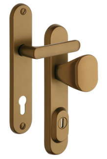 Sicherheitsbeschlag Rostex R1, Rund, Bronze, Dr�cker - Ovalgriff