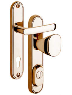 Schutzbeschlag Rostex R1 Decor, Rund, Titan gl�nzend, Dr�cker - Ovalgriff