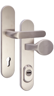 Schutzbeschlag Rostex RX1-50 RC4, Rund, Edelstahl matt, Massiv, Dr�cker - Tropfengriff