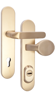 Schutzbeschlag Rostex RX1-50 RC4, Rund, Edelstahl Titan matt, Massiv, Dr�cker - Tropfengriff