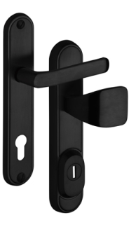 Schutzbeschlag Rostex R1 Decor Round RC4, Schwarz matt, Dr�cker - Eckiger Dr�cker