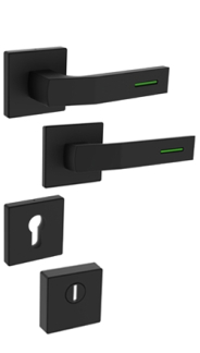Sicherheitsrosettenbeschlag Rostex R4/H, eckig, Schwarz matt, Luminogr�n, f�r Economy-Serie