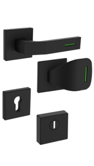 Sicherheitsrosettenbeschlag Rostex R1/H MT Finish, Quadratisch, Schwarz matt, Luminogr�n, f�r Serie Elite und Termo
