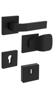 Sicherheitsrosettenbeschlag Rostex R1/H MT Finish, Quadratisch, Schwarz matt, f�r Serie Elite und Termo