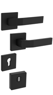 Sicherheitsrosettenbeschlag Rostex R4/H MT Finish, Quadratisch, Schwarz matt, f�r Serie Elite und Termo