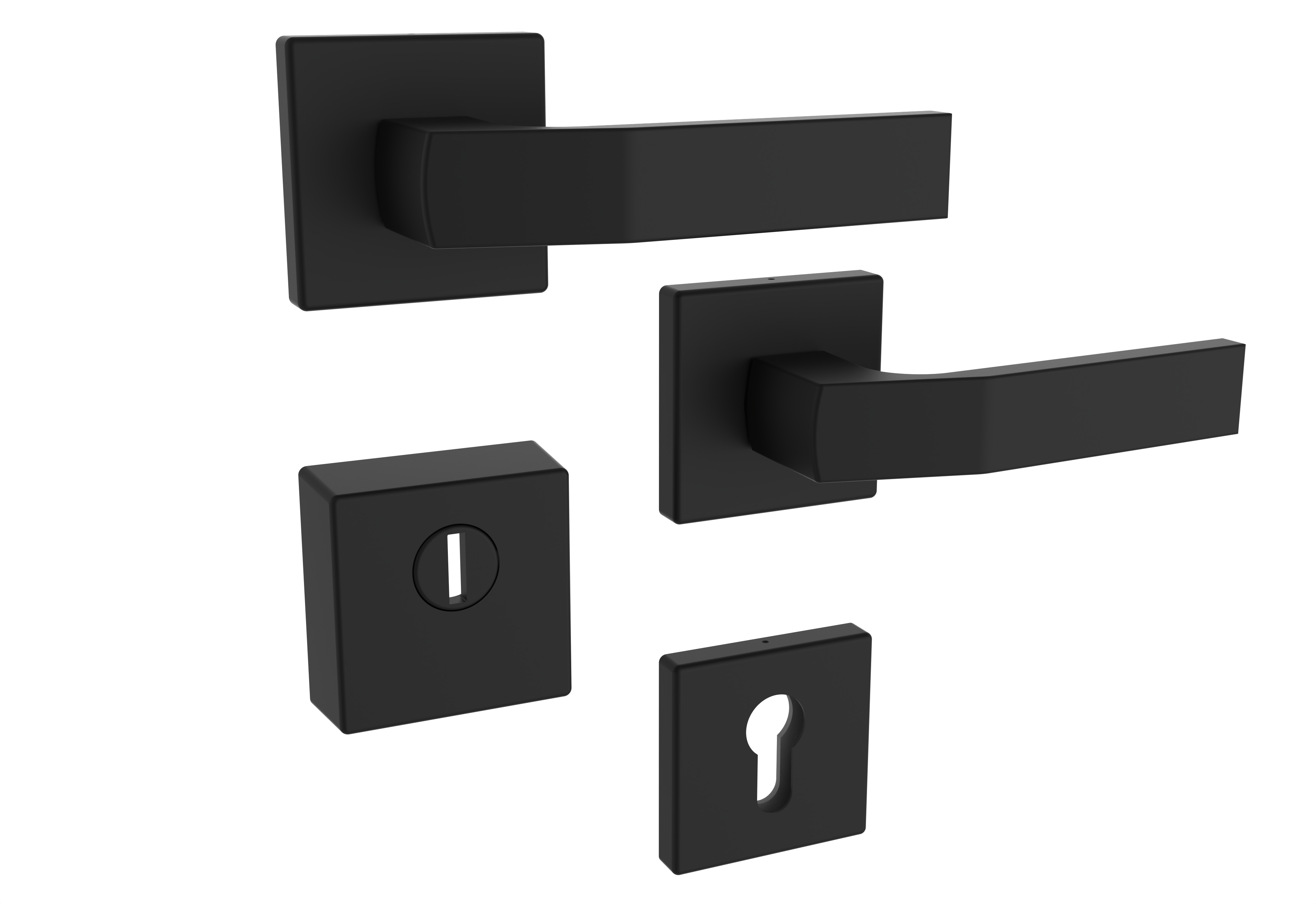 Sicherheits-Rosettenbeschlag Rostex RN4/H, eckig, Schwarz matt, Dr�cker - Dr�cker